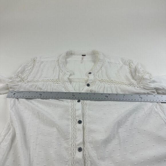 Free People Everyday Every Girl Top Large White Boho Gypsy Long Sleeve Flaw - Picture 9 of 11
